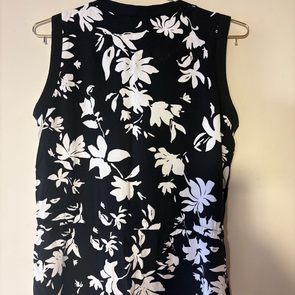 Denver Hayes Black and White Floral Midi Dress, Sz M, drawstring plus pockets - Picture 4 of 12